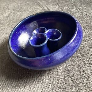 SPECKLED COBALT BLUE IKEBANA ART STUDIO POTTERY VASE